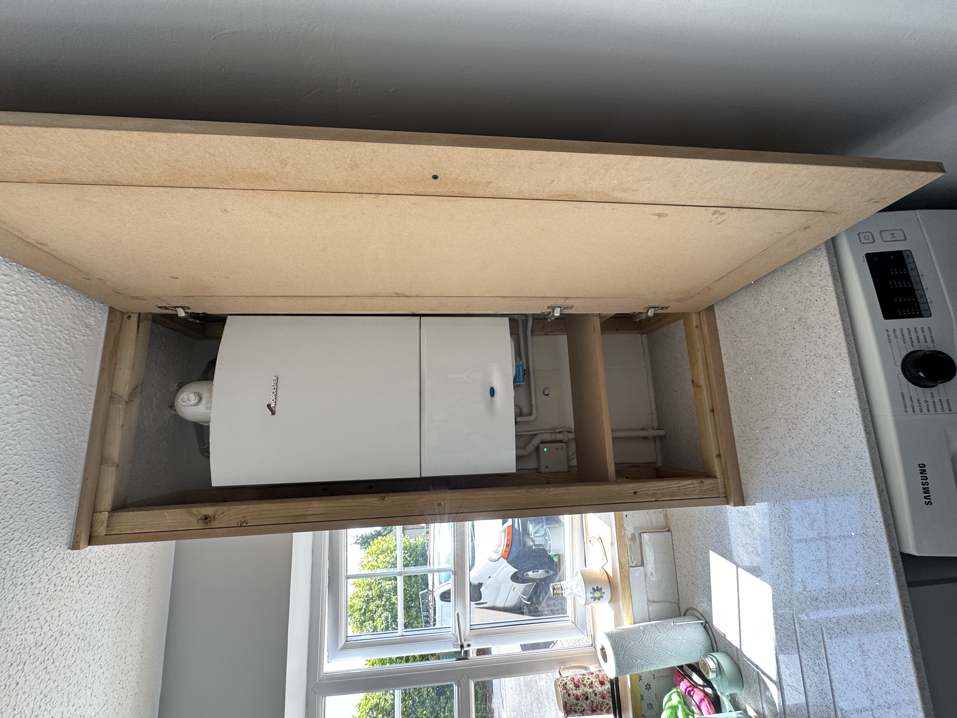 Inside view of boiler cupboard Westbury